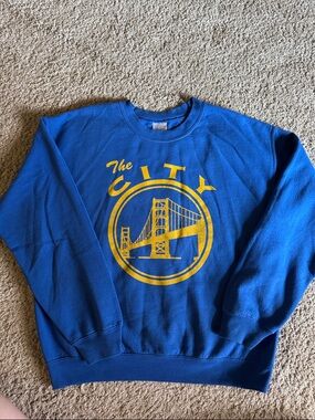 Gildan Royal Blue Crewneck Sweatshirt with Yellow City Bridge Graphic